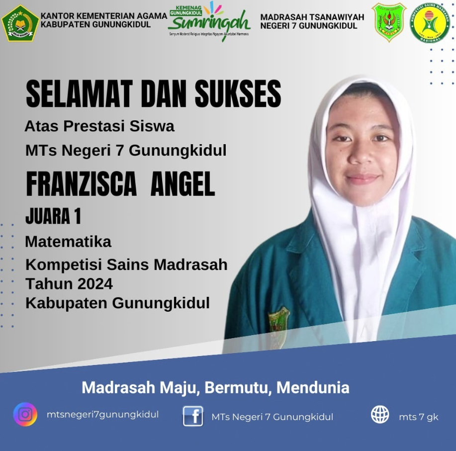 Raih Peringkat 1 KSM Matematika Siswi MTsN 7 Gunungkidul Melaju ke KSM Tingkat Provinsi