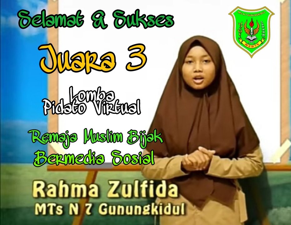Siswa MTsN 7 Gunungkidul Raih Juara 3 Lomba Pidato Virtual